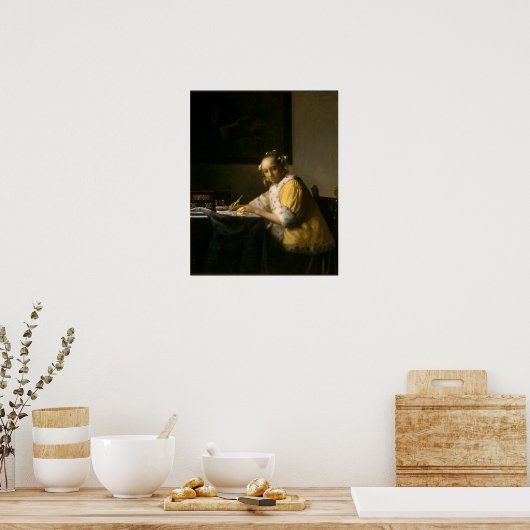 Johannes Vermeer, een dame die een brief schrijft Poster (Keuken)