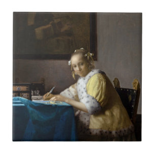 Johannes Vermeer - Een dame die een brief schrijft Tegeltje
