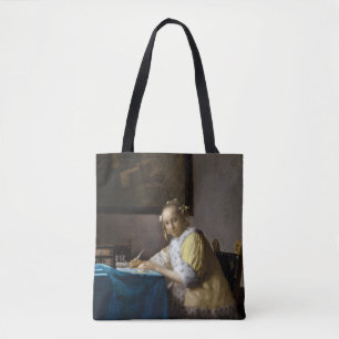 Johannes Vermeer - Een dame die een brief schrijft Tote Bag