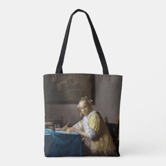 Johannes Vermeer - Een dame die een brief schrijft Tote Bag (Achterkant)