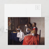 Johannes Vermeer - Een dame en twee heren Briefkaart (Voorkant / Achterkant)