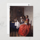 Johannes Vermeer - Een dame en twee heren Briefkaart (Voorkant / Achterkant)