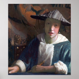 Johannes Vermeer Girl met een Flute Poster