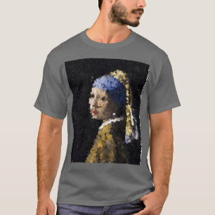 Johannes Vermeer Girl met een parel die Pixelat ve T-shirt