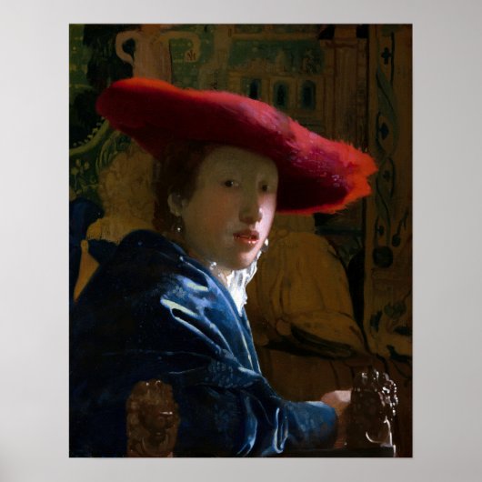 Johannes Vermeer - Girl with a Red Hat Poster (Voorkant)