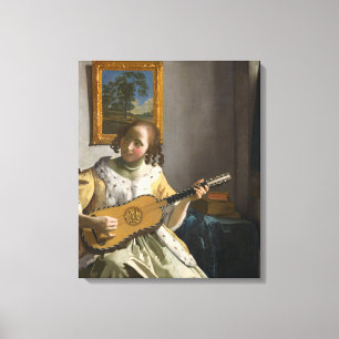 Johannes Vermeer - Gitarist Canvas Afdruk