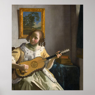 Johannes Vermeer - Gitarist Poster