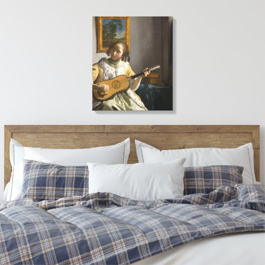Johannes Vermeer - Guitar Player Canvas Afdruk (Insitu (Slaapkamer))