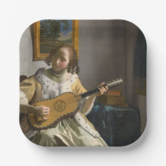 Johannes Vermeer - Guitar Player Papieren Bordje (Voorkant)