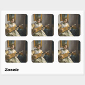 Johannes Vermeer - Guitar Player Vierkante Sticker (Vel)