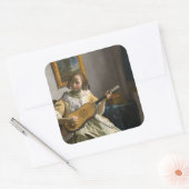 Johannes Vermeer - Guitar Player Vierkante Sticker (Envelop)