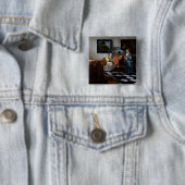 Johannes Vermeer - Het concert Vierkante Button 5,1 Cm (In situ)