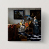 Johannes Vermeer - Het concert Vierkante Button 5,1 Cm (Voorkant)