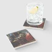 Johannes Vermeer - Het Glas van Wijn Magnetische K Stenen Onderzetter (Zijkant)