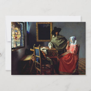 Johannes Vermeer - Het glas wijn Bedankkaart