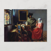 Johannes Vermeer - Het glas wijn Briefkaart (Voorkant)