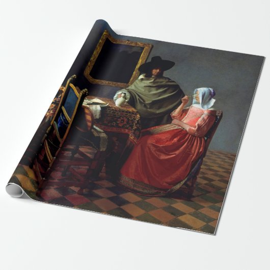 Johannes Vermeer - Het glas wijn Cadeaupapier (Uitgerold)