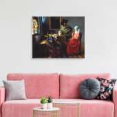 Johannes Vermeer - Het glas wijn Canvas Afdruk (Insitu (Woonkamer))