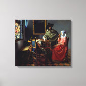 Johannes Vermeer - Het glas wijn Canvas Afdruk (Voorkant)