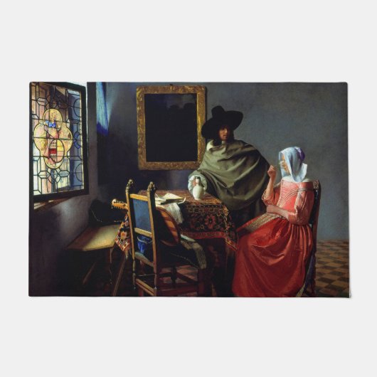 Johannes Vermeer - Het glas wijn Deurmat (Voorkant)