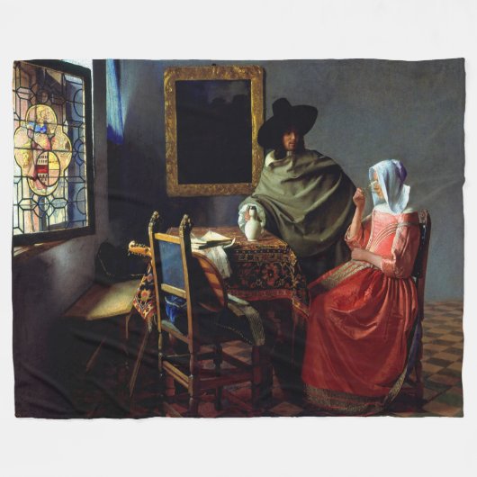 Johannes Vermeer - Het glas wijn Fleece Deken (Voorkant (Horizontaal))