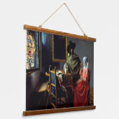 Johannes Vermeer - Het glas wijn Hangend Wandkleed (Gebogen)
