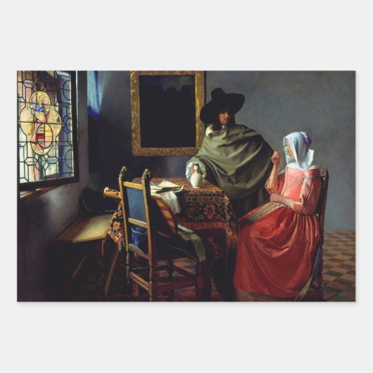 Johannes Vermeer - Het glas wijn Inpakpapier Vel (Voorkant 2)