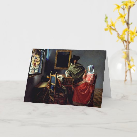 Johannes Vermeer - Het glas wijn Kaart (Gele Bloem)