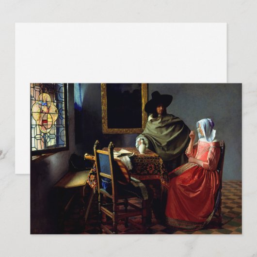 Johannes Vermeer - Het glas wijn Kaart (Voorkant / Achterkant)