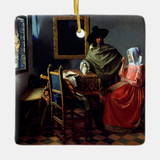 Johannes Vermeer - Het glas wijn Keramisch Ornament (Voorkant)