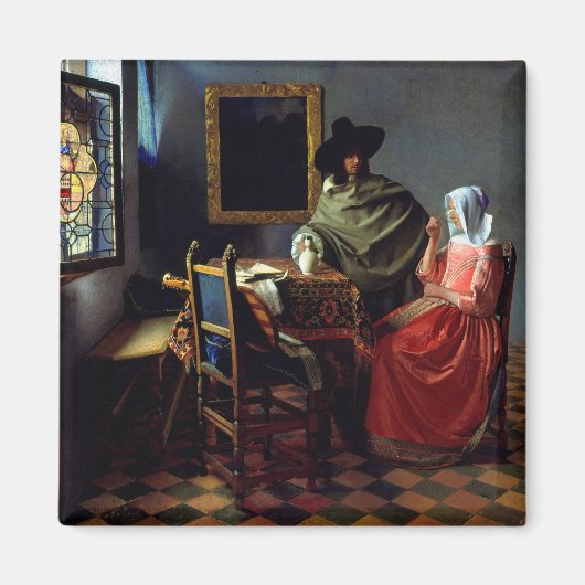 Johannes Vermeer - Het glas wijn Magneet (Voorkant)