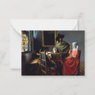 Johannes Vermeer - Het glas wijn Notitiekaartje