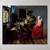 Johannes Vermeer - Het glas wijn Poster (Voorkant)