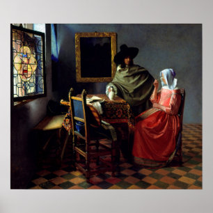 Johannes Vermeer - Het glas wijn Poster