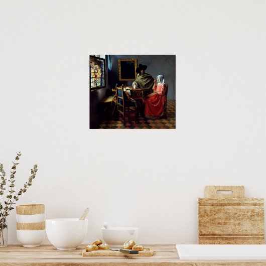 Johannes Vermeer - Het glas wijn Poster (Keuken)