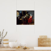 Johannes Vermeer - Het glas wijn Poster (Keuken)