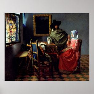 Johannes Vermeer - Het glas wijn Poster