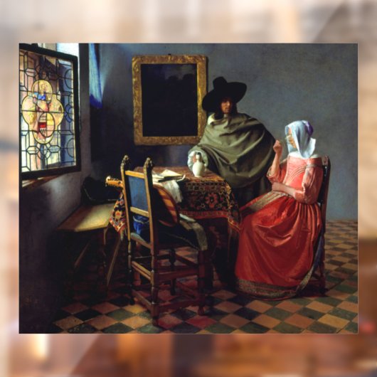 Johannes Vermeer - Het glas wijn Raamsticker (Vel 2)