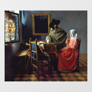 Johannes Vermeer - Het glas wijn Raamsticker