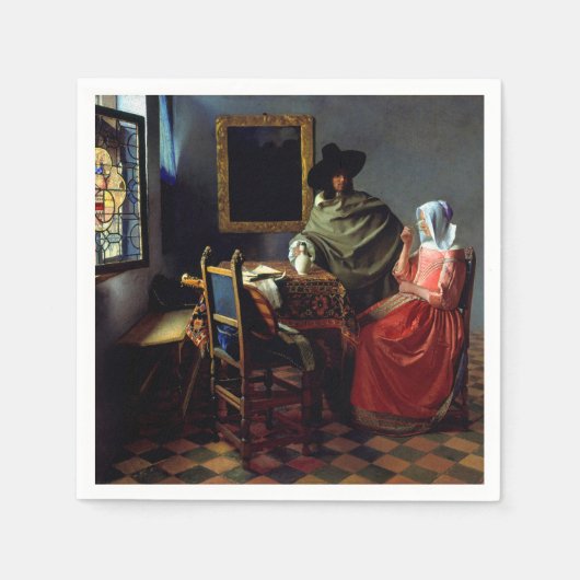 Johannes Vermeer - Het glas wijn Servet (Voorkant)