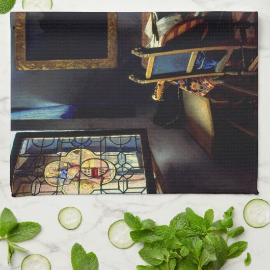 Johannes Vermeer - Het glas wijn Theedoek (Gevouwen)