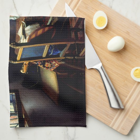 Johannes Vermeer - Het glas wijn Theedoek (Quarter Fold)