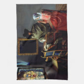 Johannes Vermeer - Het glas wijn Theedoek (Verticaal)