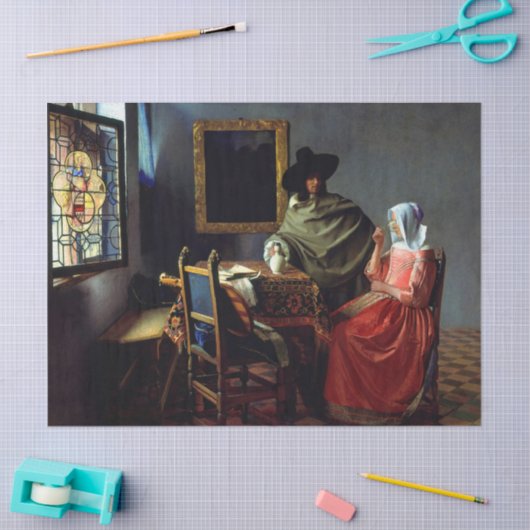 Johannes Vermeer - Het glas wijn Tissuepapier (Craft)