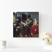 Johannes Vermeer - Het glas wijn Vierkante Klok (Huis)