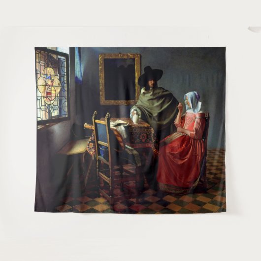 Johannes Vermeer - Het glas wijn Wandkleed (Voorkant (horizontaal))