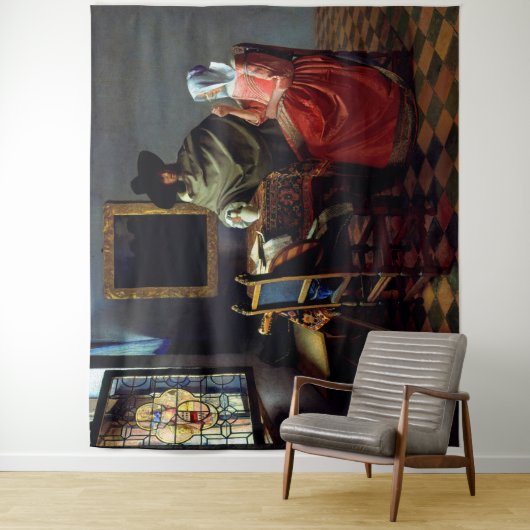 Johannes Vermeer - Het glas wijn Wandkleed (In situ)