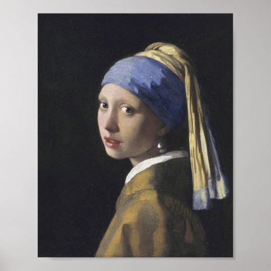 Johannes Vermeer - Het meisje met een parel Poster (Voorkant)