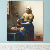 JOHANNES VERMEER - Het melkmeisje 1658 Canvas Afdruk (Insitu (Houten vloer))