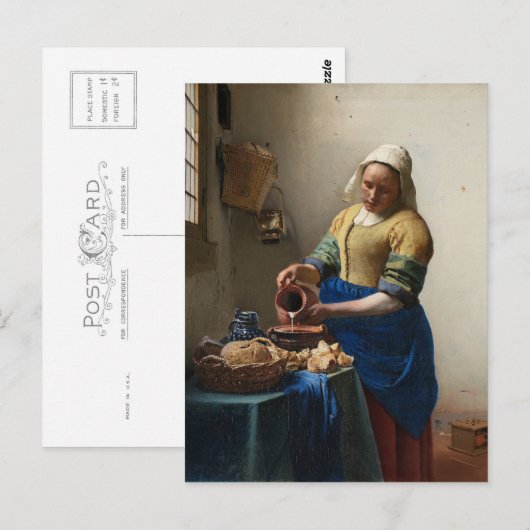 Johannes Vermeer - Het Milkmaid-Briefkaart Briefkaart (Voorkant / Achterkant)